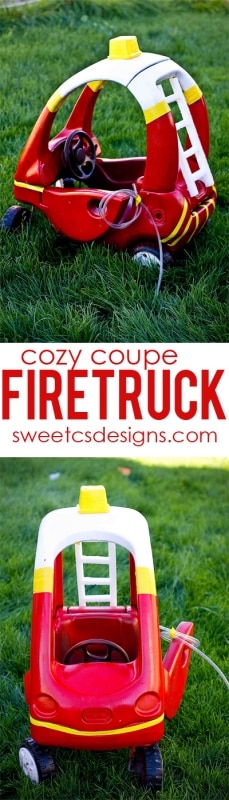 make a cozy coupe into a firetruck at sweetcsdesigns.com - perfect for halloween! #sp