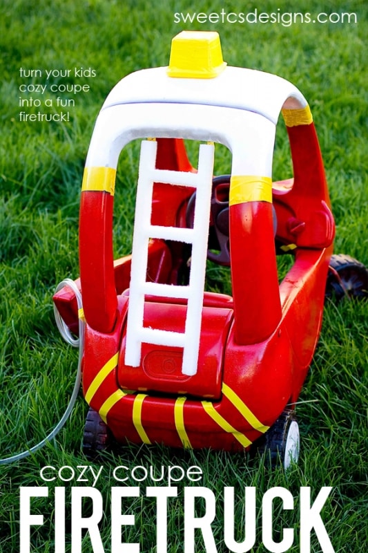 make a cozy coupe into a firetruck- perfect for halloween! #sp