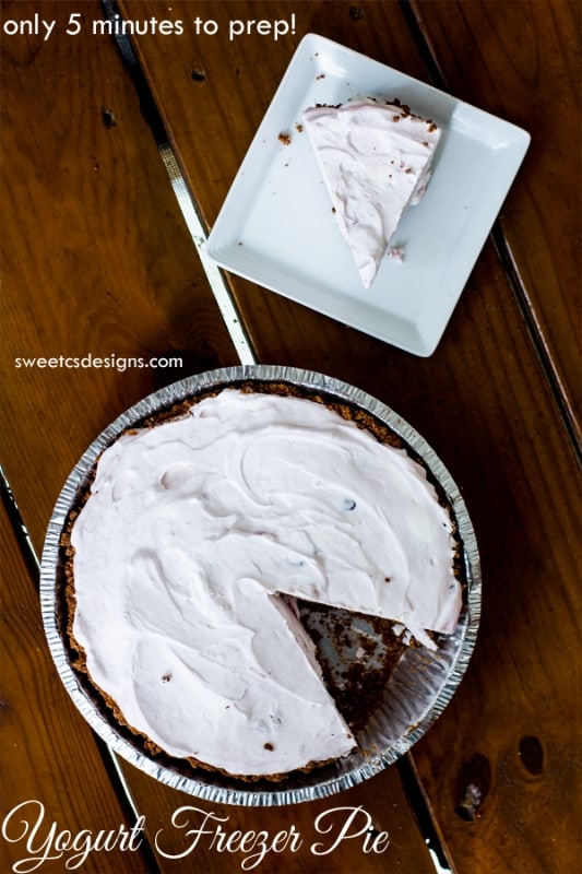 yogurt freezer pie by sweetcsdesigns- this is so delicious and only takes a few minutes to prep!