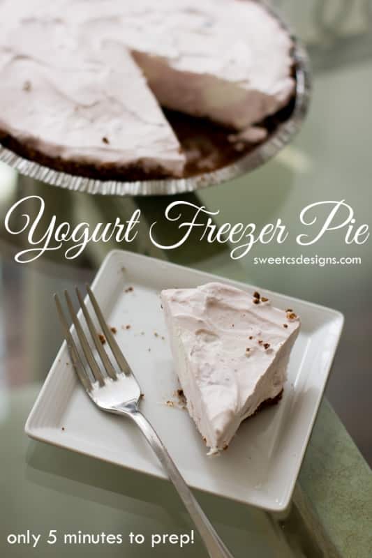 yogurt freezer pie- this is so delicious and only takes a few minutes to prep!