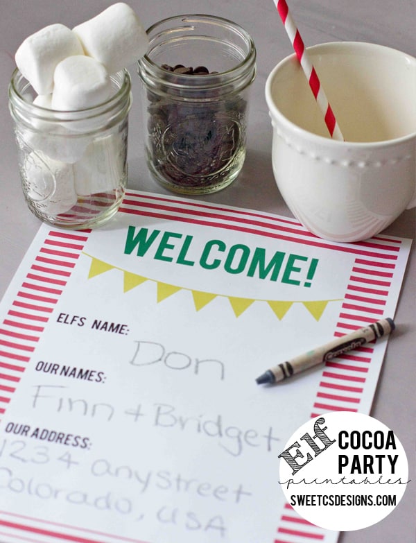 Throw your kids a cocoa party to welcome their elf on a shelf! Free printables included!