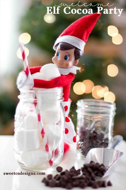 Welcome Elf cocoa party- surprise your kids with your Elf on a Shelf's return and a cocoa party to celebrate!