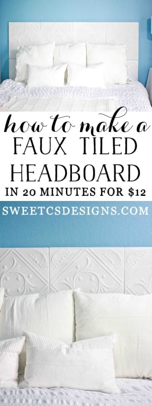 How to make a faux tiled headboard- this is awesome! Only $12 and perfect for people who move a lot!