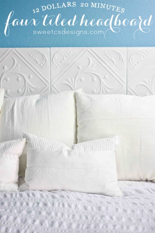 Make a Faux Tiled Headboard- only $12 and 20 minutes! Perfect for renters or people that move a lot!