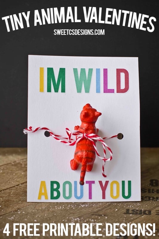 I'm wild about you wild animal printable- this is so cute! Just print and add toy for a non candy valentine!