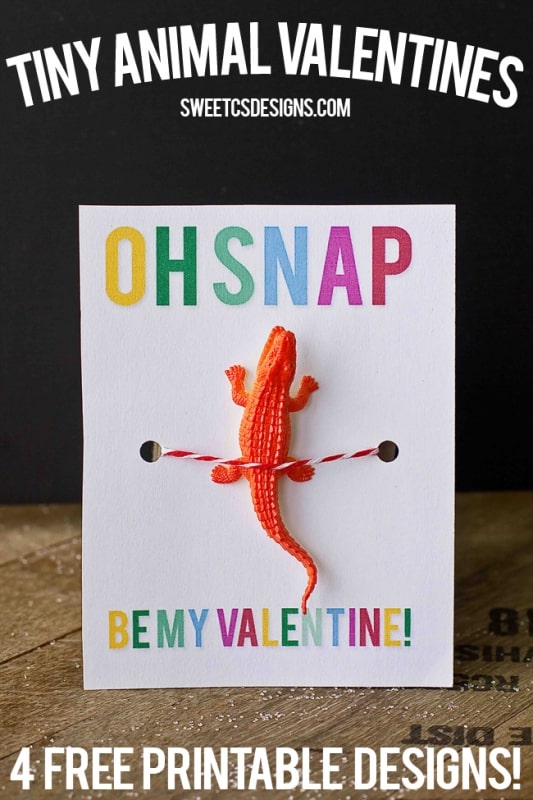 Oh Snap crocodile toy valentine printable- just add a toy!