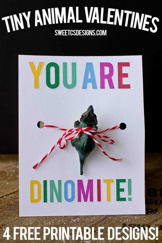 you are dinomite tiny animal valentine- this is such a cute and easy non candy idea! just print and add toy printable!