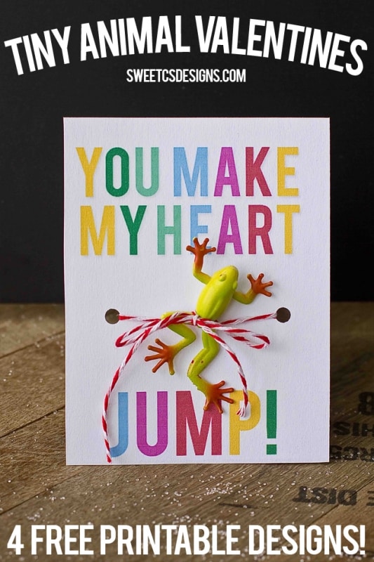 you make my heart jump printable frog valentine- just add toy for this cute non candy valentine!