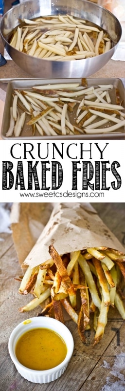 Crunchy Baked Fries- just a little olive oil and salt to get perfect baked french fries!